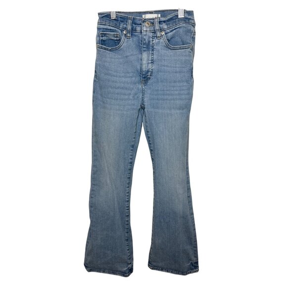 Loft High Rise Slim Flare Jeans 24 00 Stretch Blue Denim Bootcut Y2K Style - Picture 1 of 9